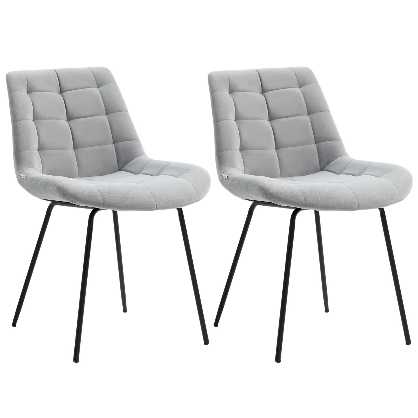 2 Dining Chairs, Upholstered Kitchen Set, Padded Seat, Steel Legs, Light Grey Dining Chairs at Gallery Canada
