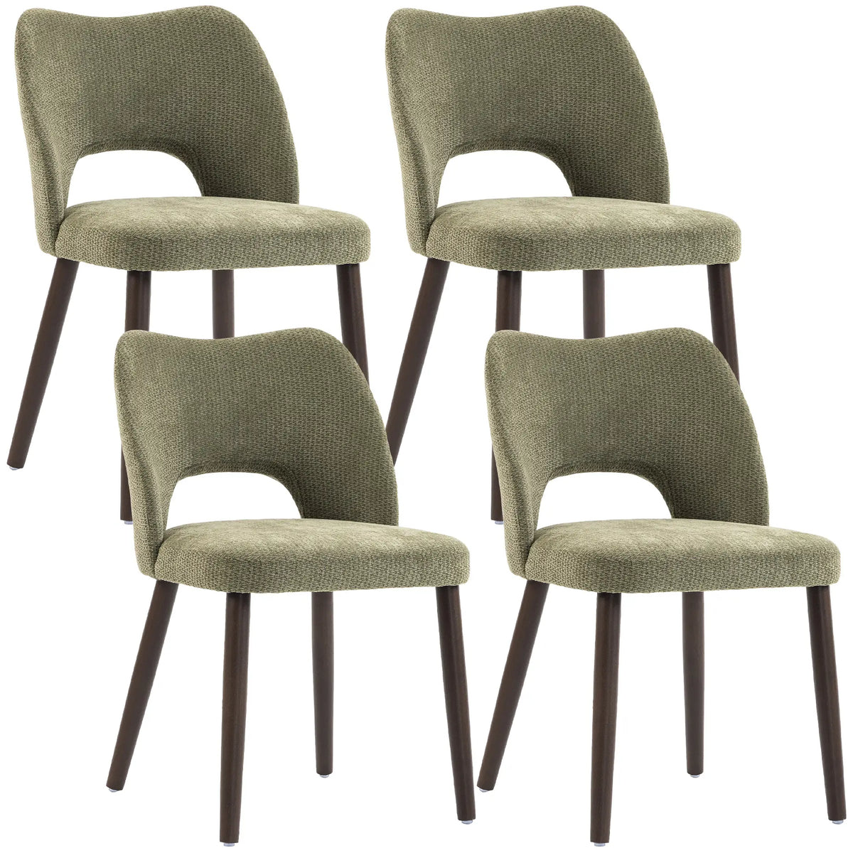 Ensemble de chaises de salle à manger rembourrées en velours côtelé, vert