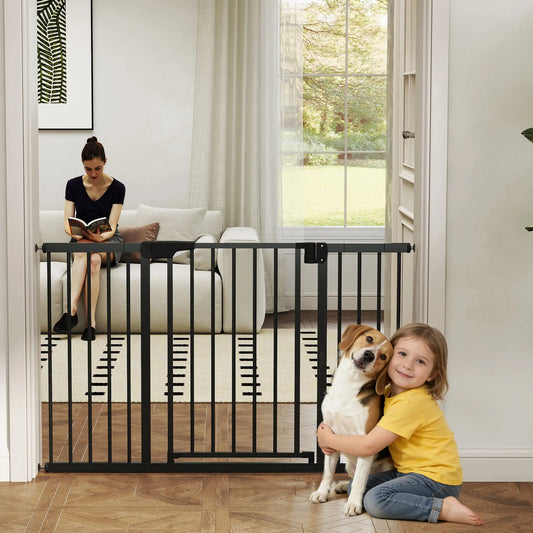 Baby Gate, Pet Safety Gate, 30"-51" Wide, Auto-Close, Black Pet Gates Black at Gallery Canada