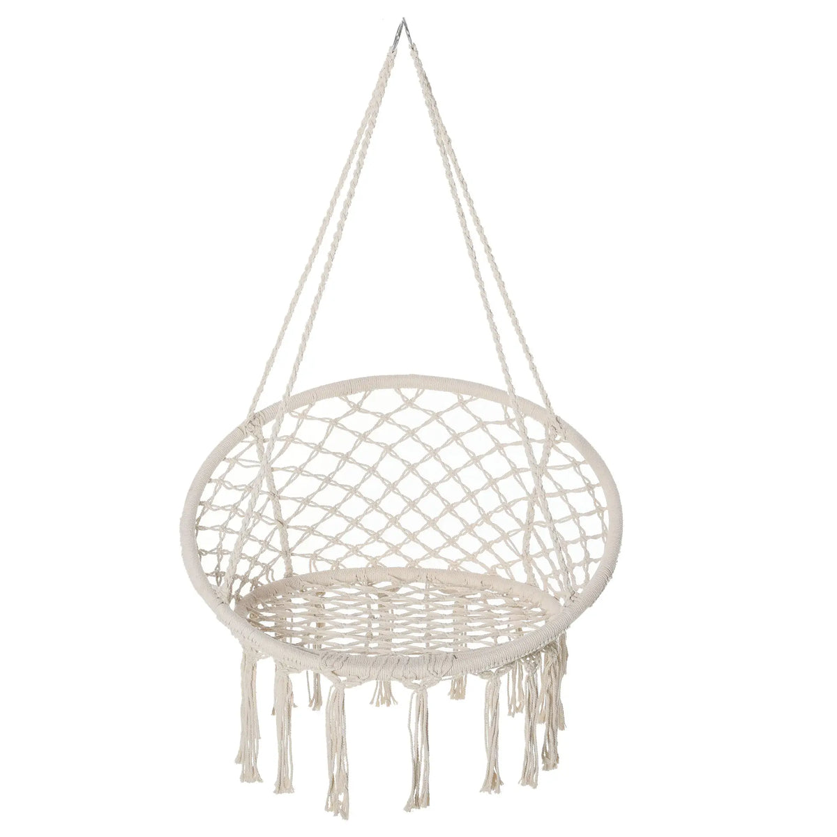 Patio Hanging Rope Hammock Swing Chair With Backrest, Cream White Hammock Swings at Gallery Canada