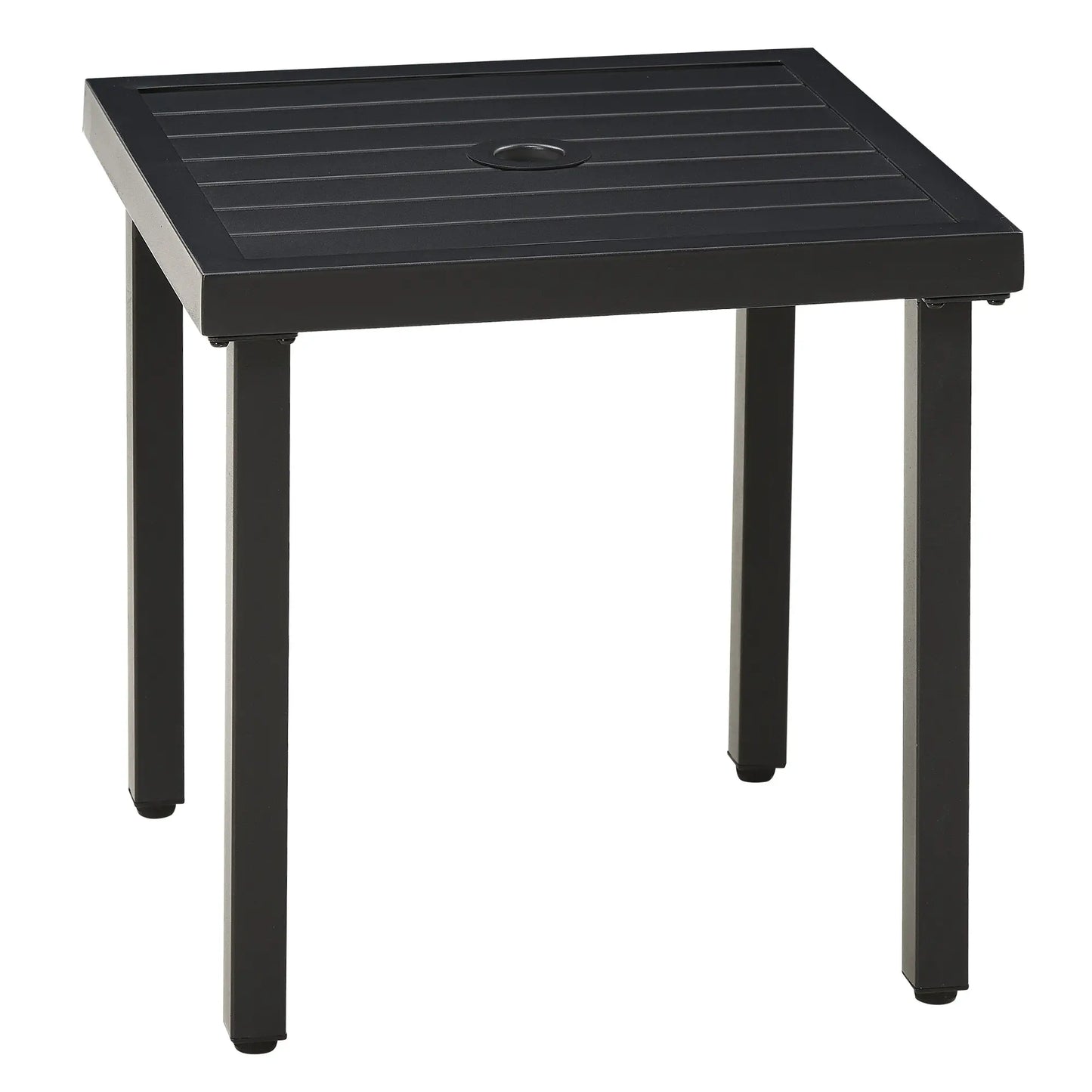 Outdoor Side Table, Patio End Table with Umbrella Hole, Steel Frame, Black Patio Side Tables at Gallery Canada