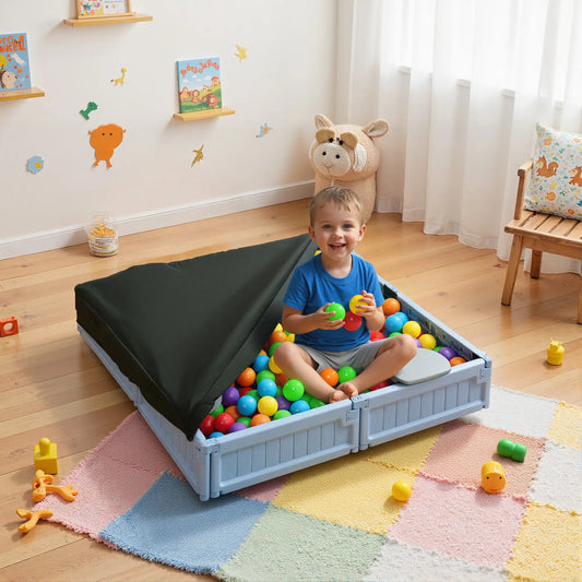 Kids Outdoor Sandbox with Canopy, Fabric Liner, Light Blue Sandboxes & Accessories Light Blue, Light Grey at Gallery Canada