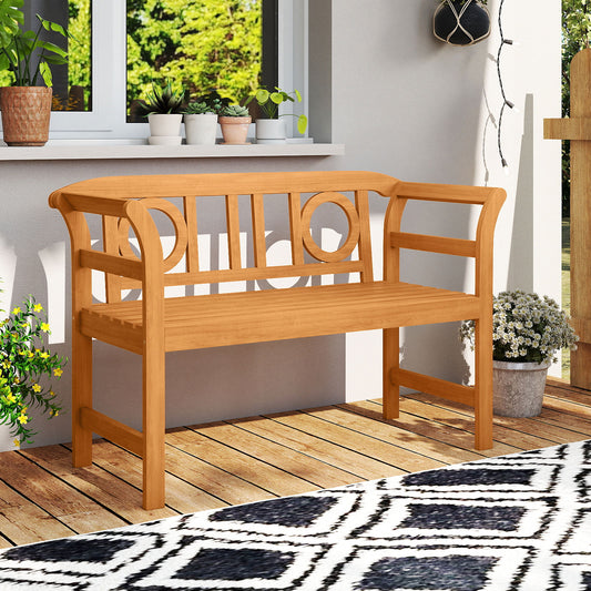 Acacia Wood 2-Person Patio Loveseat with Backrest and Armrests for Backyard Outdoor Benches Options at Gallery Canada