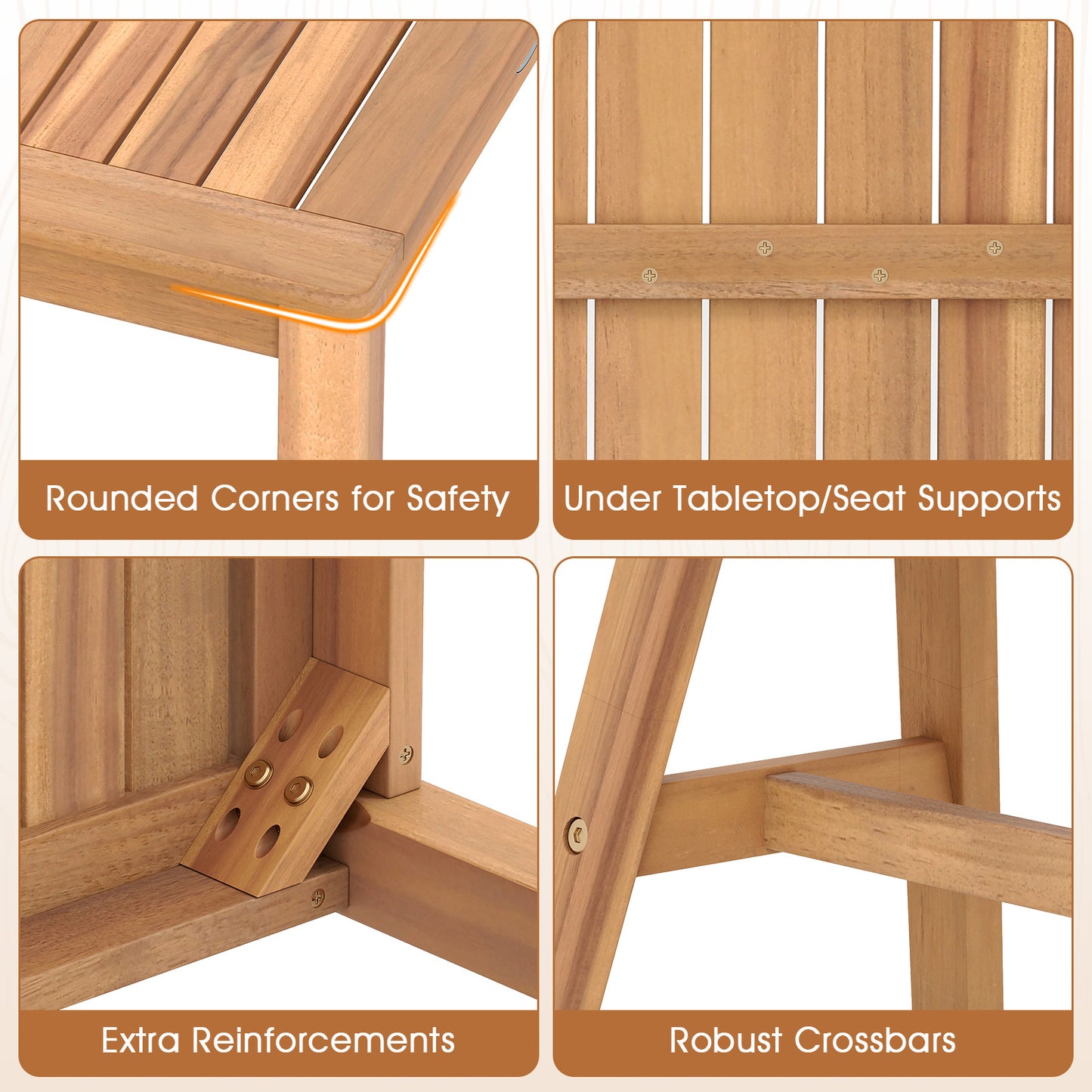Acacia Wood Outdoor Garden Bench Set of 1/2 with Slatted Seat and 800 lbs Capacity-Set of 2 Outdoor Benches at Gallery Canada