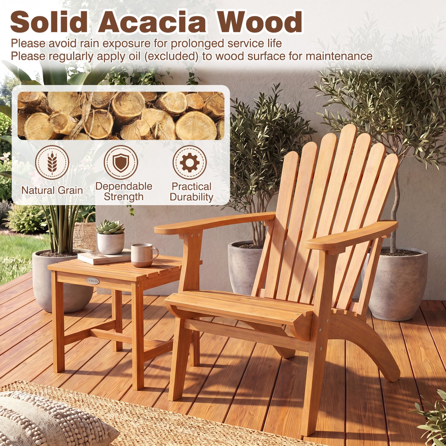 Adirondack Chair Set of 2 with Side Table for Deck Garden and Porch Patio Conversation Sets at Gallery Canada