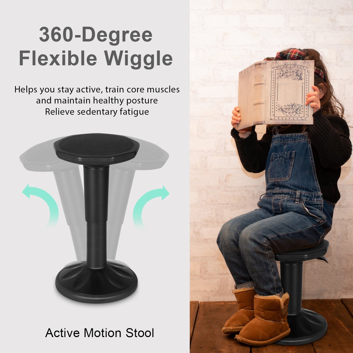 Adjustable Wobble Chair With Cushion Seat, Black Kneeling Chiars at Gallery Canada