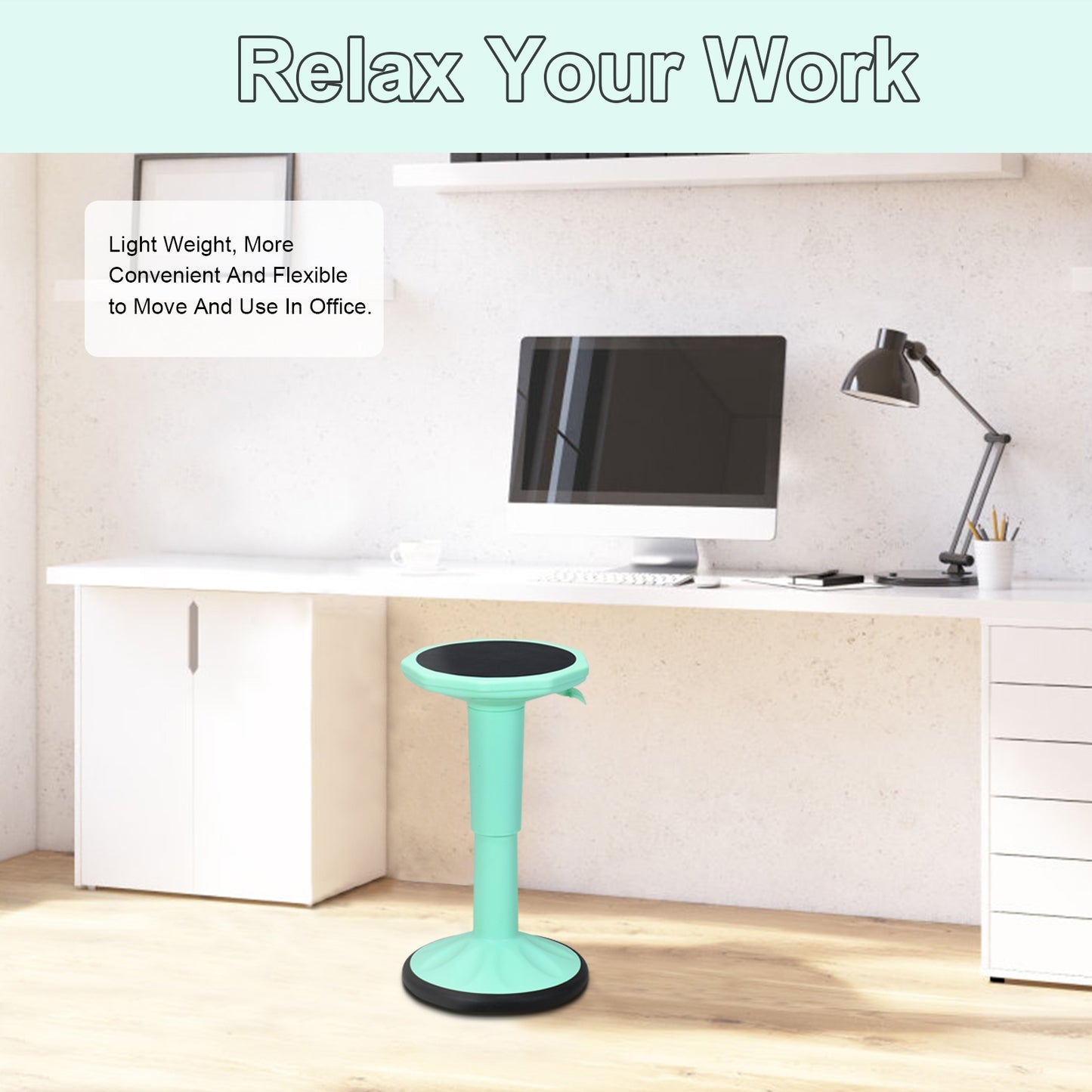 Adjustable Active Learning Stool, Wobble Chair With Cushion Seat, Green Kneeling Chiars at Gallery Canada