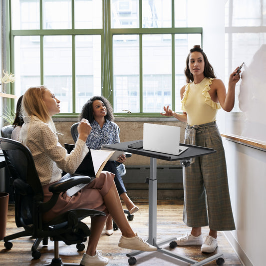 Adjustable Angle Height Rolling Laptop Table, Black
