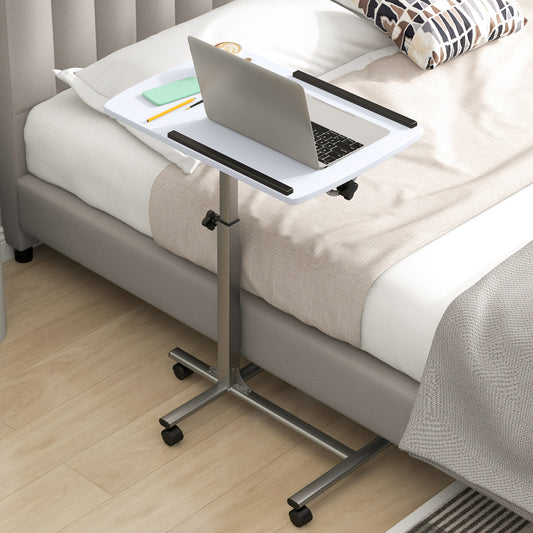 Adjustable Angle Height Rolling Laptop Table, White Laptop Tables & Printer Stands White at Gallery Canada