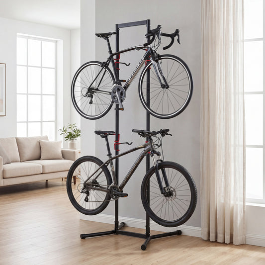 Adjustable Bike Storage Rack with Vertical Stand for 4 Bikes and Garage Exercise Bikes Black at Gallery Canada