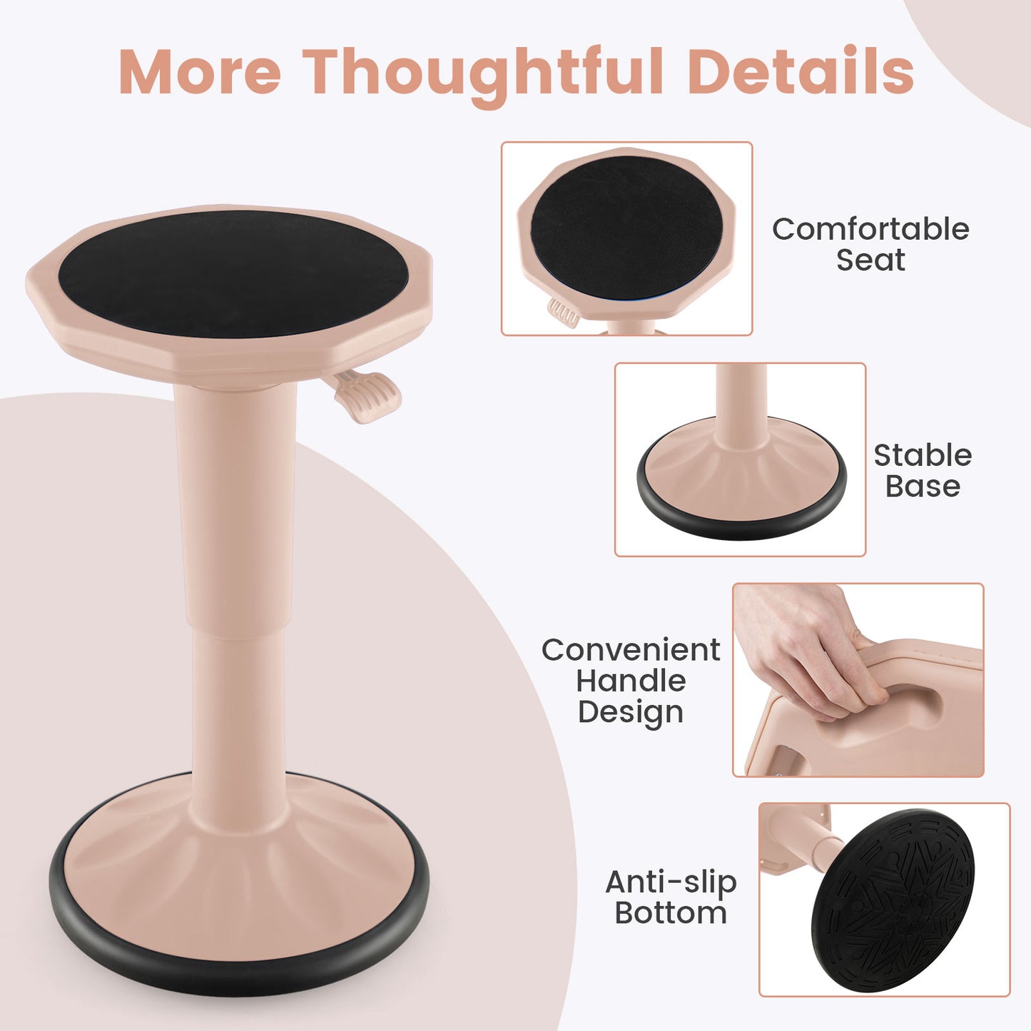 Adjustable Height Wobble Chair, Active Learning Stool, Pink Kneeling Chairs at Gallery Canada