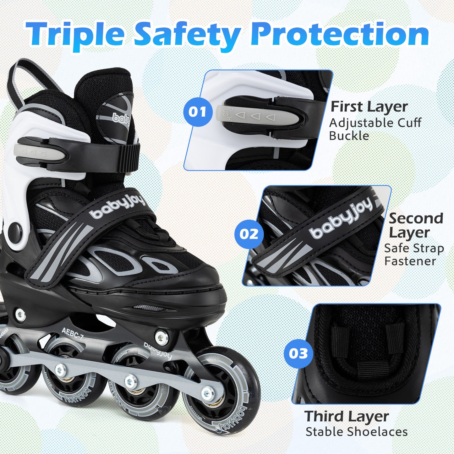 Adjustable Kids' Incline Skates for Boys Girls Ages 5-14, Black Toy Sports at Gallery Canada