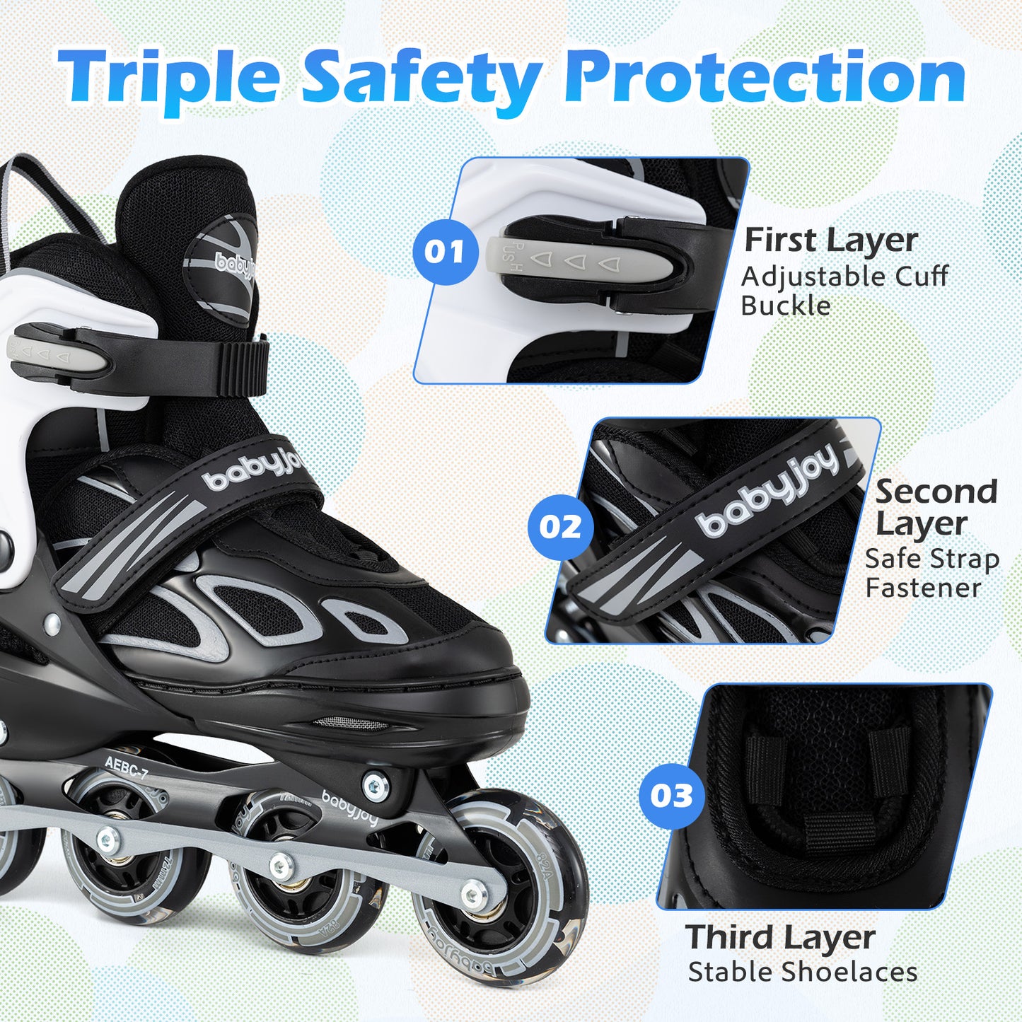 Adjustable Kids' Incline Skates 4 Sizes Adjustable Blade Roller, Black Toy Sports at Gallery Canada