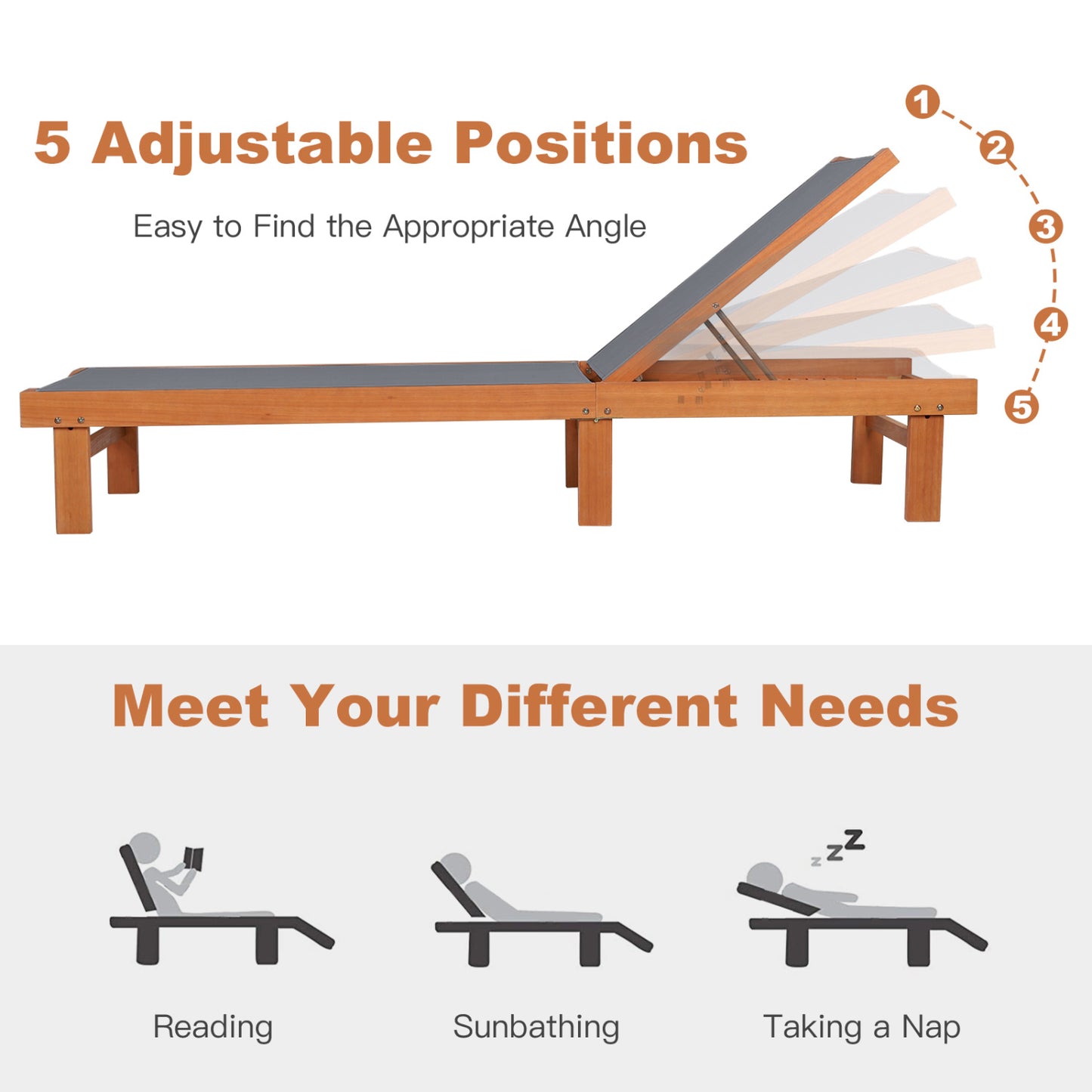 Adjustable Outdoor Wood Chaise Lounge Chair Outdoor Chaise Lounges at Gallery Canada