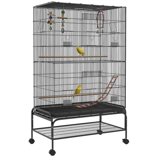 63" Bird Cage w/ Open Top for Budgies, Cockatiels, Lovebirds Finches, Stand, Toys, Removable Tray, Storage Shelf - Gallery Canada