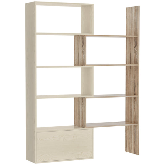Bookcase with Rotating Storage Shelf, Multifunction Bookshelf, Space Saving Design for Home Office, White Oak at Gallery Canada