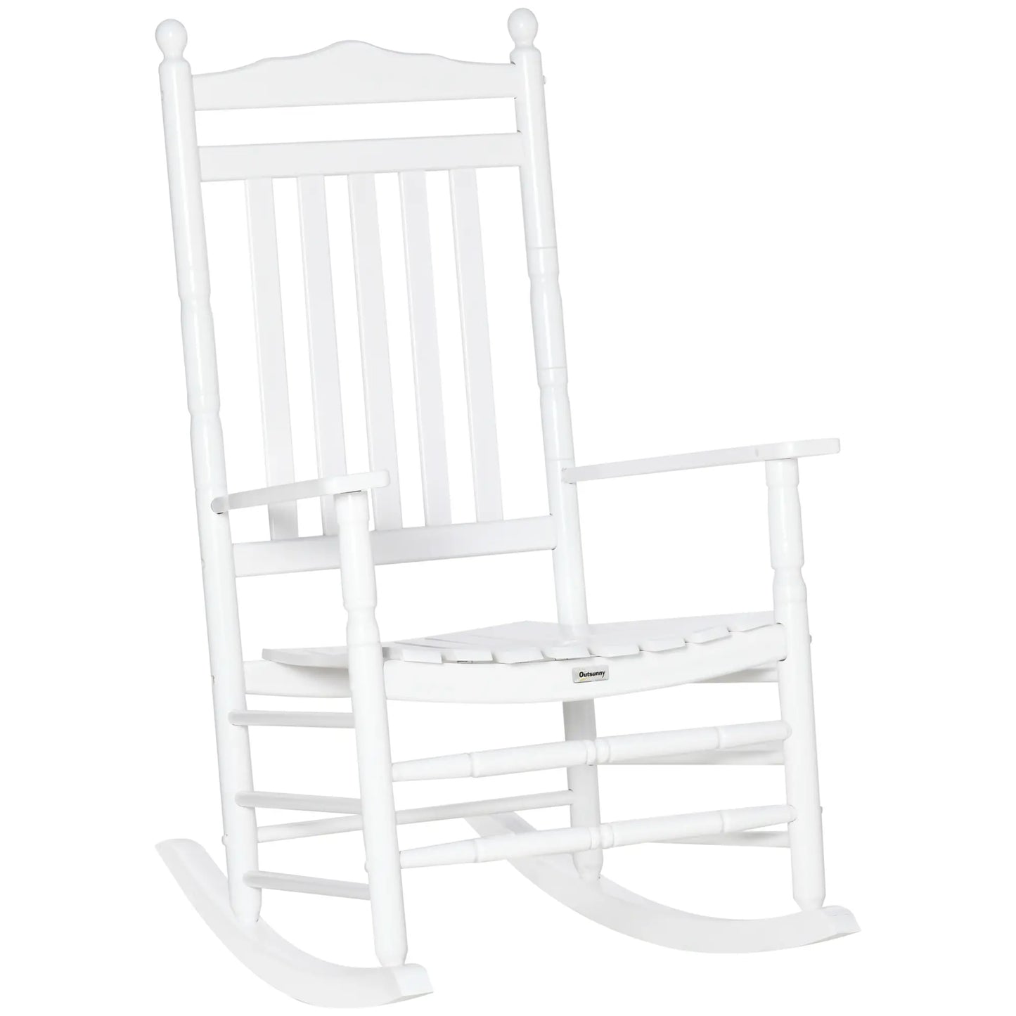 Wooden Outdoor Rocking Chair, Patio Chair with Slatted Back, White Outdoor Rocking Chairs at Gallery Canada