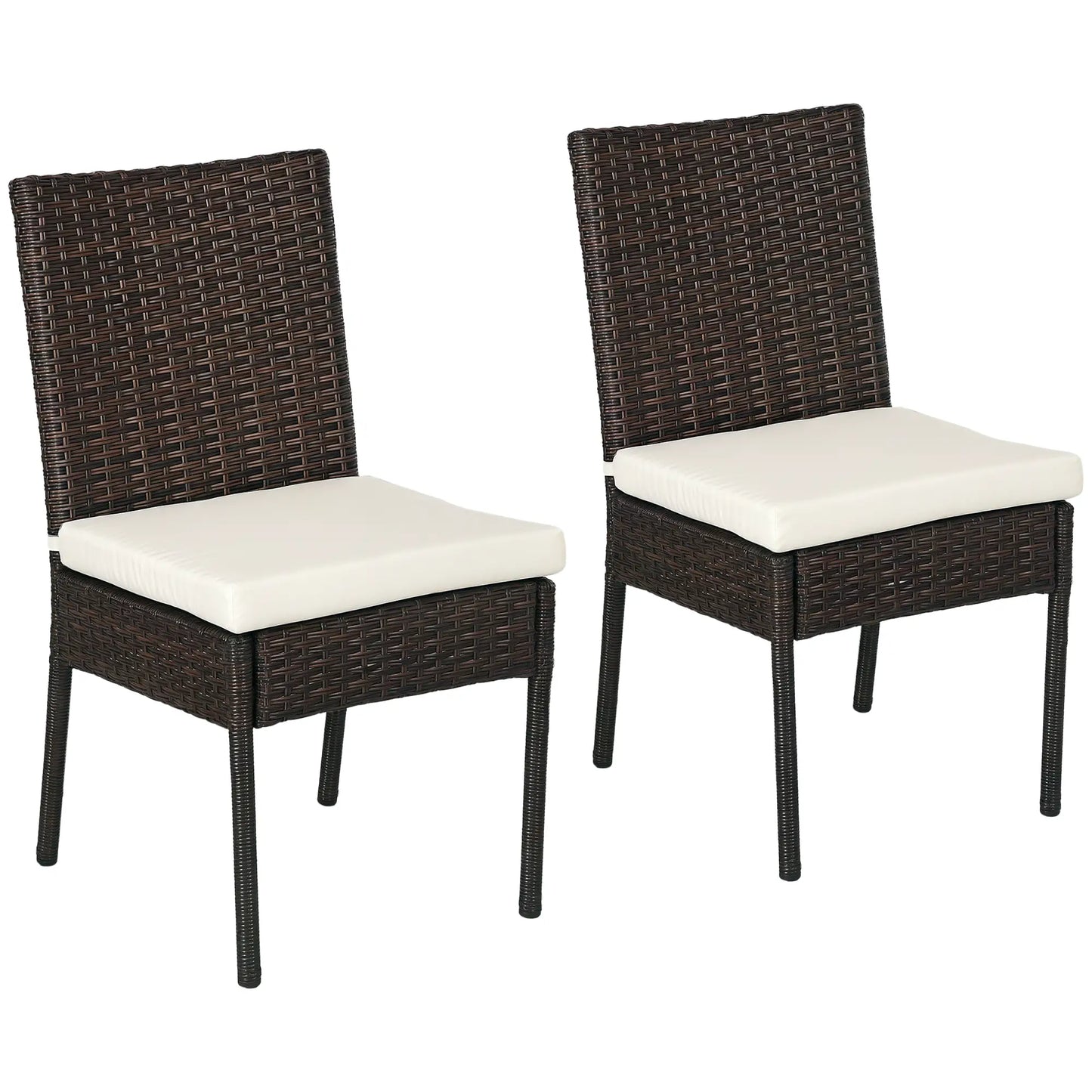 Rattan Outdoor Dining Chairs with Cushion, Patio Wicker Chair, Brown Patio Chairs at Gallery Canada