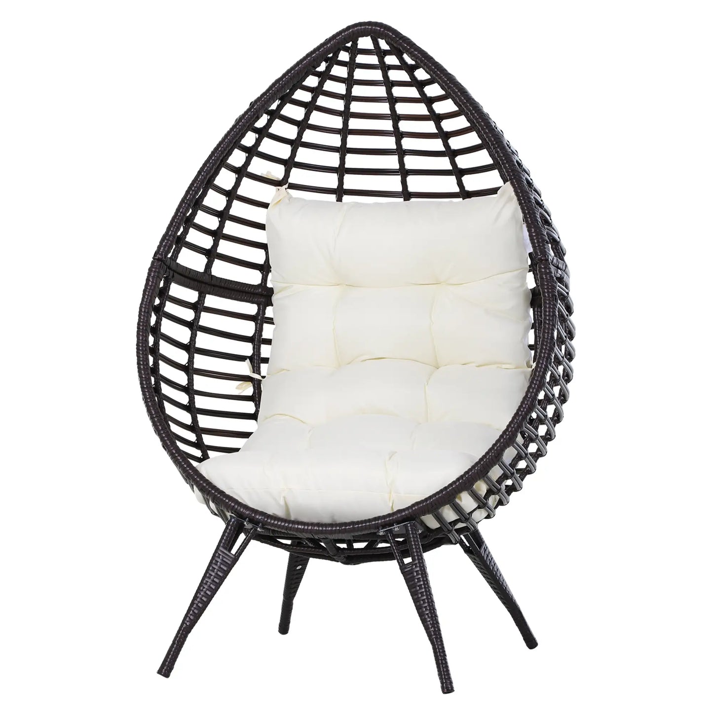 Wicker Egg Chair, Trapezoidal Cushion, 352lbs Capacity, Brown Patio Chairs at Gallery Canada
