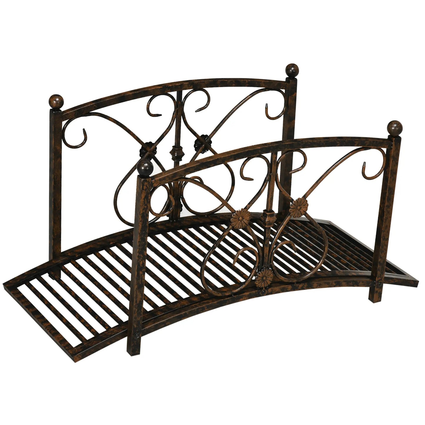 Pont de Jardin 3.3FT, Pont Décoratif pour Étang de Jardin, Marron
