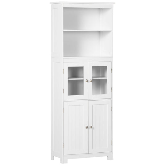 63" Small Buffet with Hutch, 4-Door Kitchen Pantry, Freestanding Storage Cabinet with Adjustable Shelf for Dining Room, Living Room, White - Gallery Canada