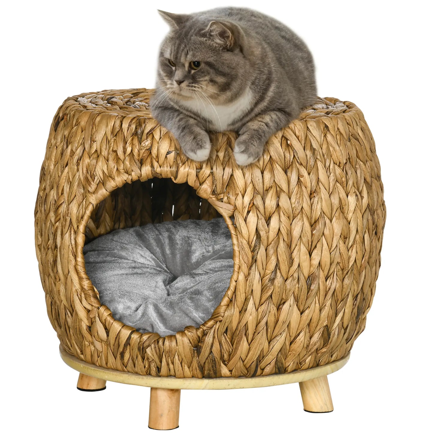 Wicker Cat Bed, Washable Cushion, Rattan Kitten Bed, Light Brown Cat Houses at Gallery Canada