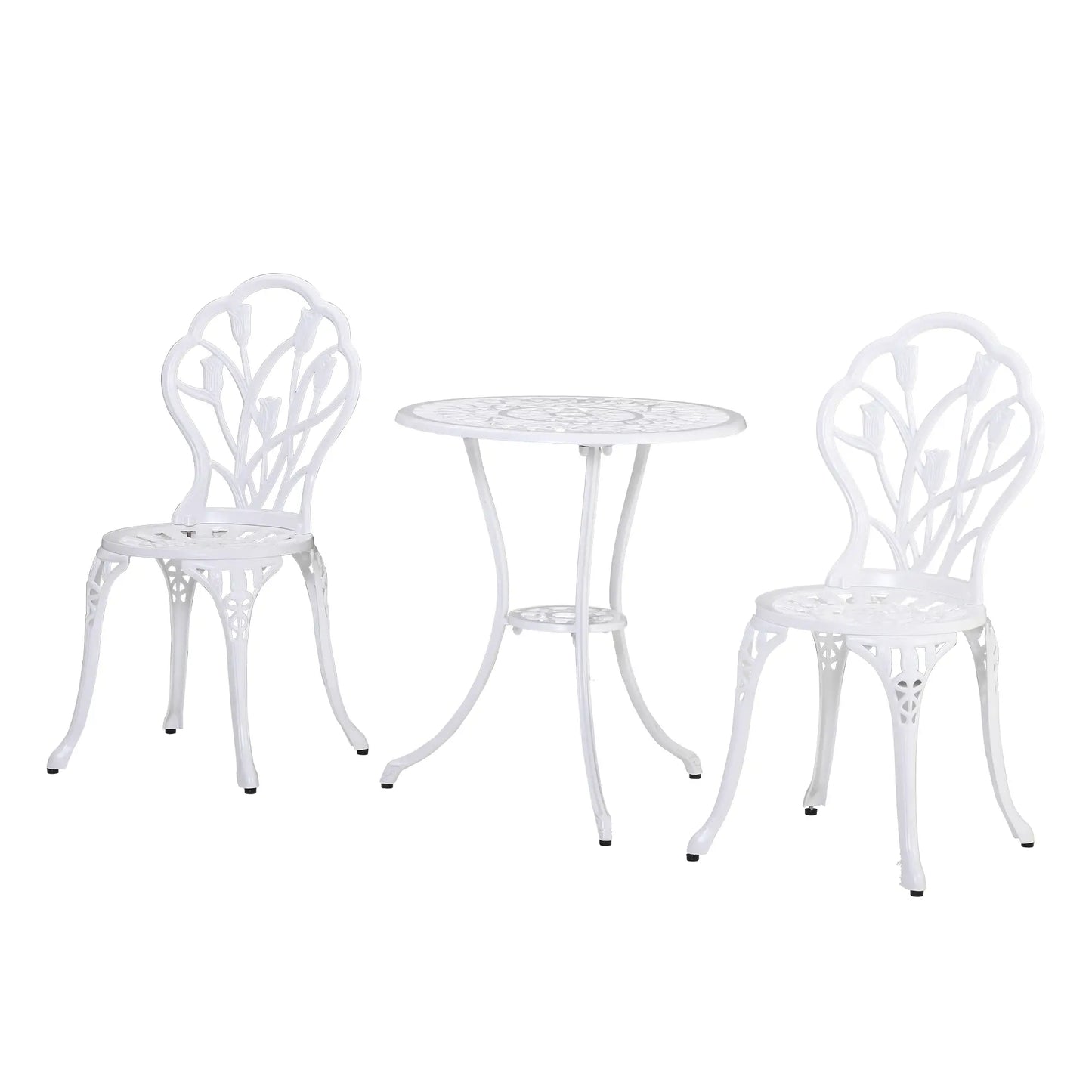 3 Pc Patio Bistro Set, Outdoor Cast Aluminum Table and Chairs, White Bistro Sets at Gallery Canada