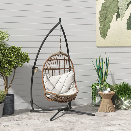 Heavy Duty Steel Hanging Chair Stand, With Cup Holder, Black Hammock Stands Black at Gallery Canada