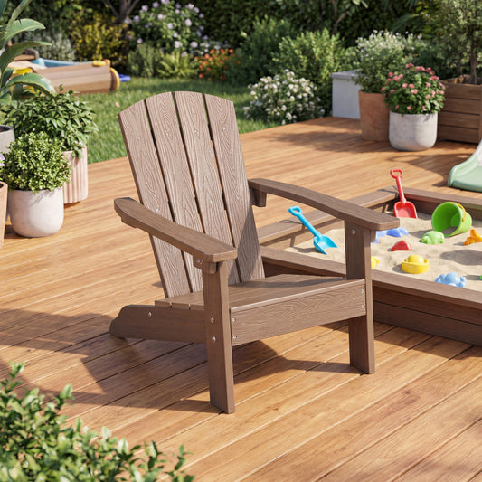 All-Weather HDPE Kids Adirondack Chair, High Backrest, Brown Kids Chairs & Seating Brown at Gallery Canada