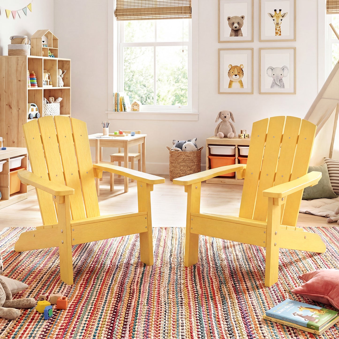 All-Weather HDPE Kids Adirondack Chair, High Backrest, Yellow Kids Chairs & Seating at Gallery Canada