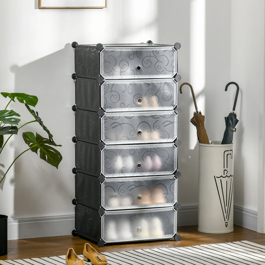 6-Tier Shoe Rack, 6 Cube Storage Organizer, Black Storage Cabinets Black at Gallery Canada