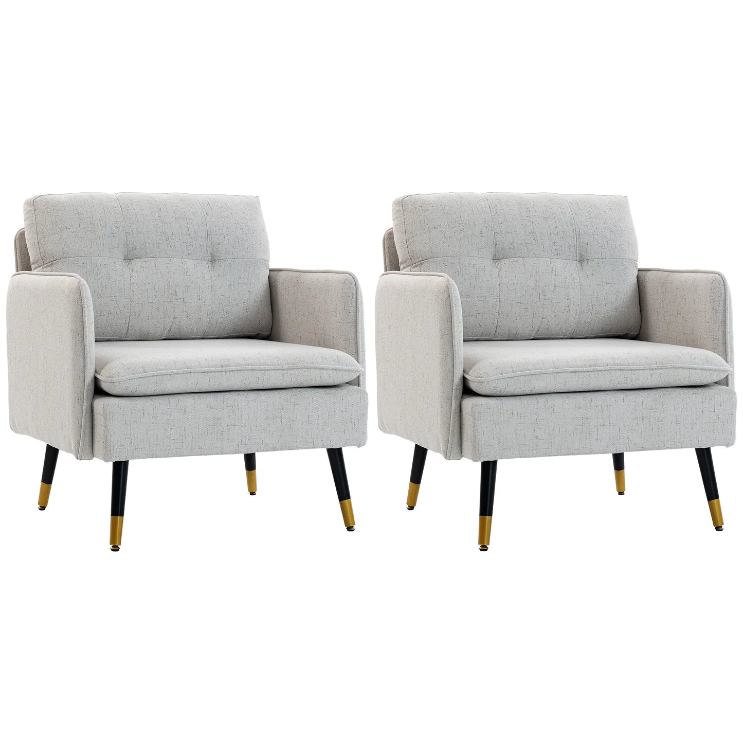 Accent Chairs Set of 2, Upholstered Armchairs, Tufted Back Cushion, Steel Legs Accent Chairs at Gallery Canada