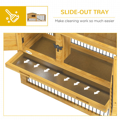 Wood Rabbit Hutch w/ Ramp, Openable Roof, Pull-out Tray, Yellow at Gallery Canada