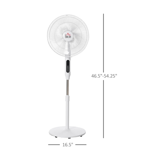Standing Floor Fan with Remote Control, Stand Up Cooling Fan, Tall Pedestal Electric Fan for Home Bedroom, White
