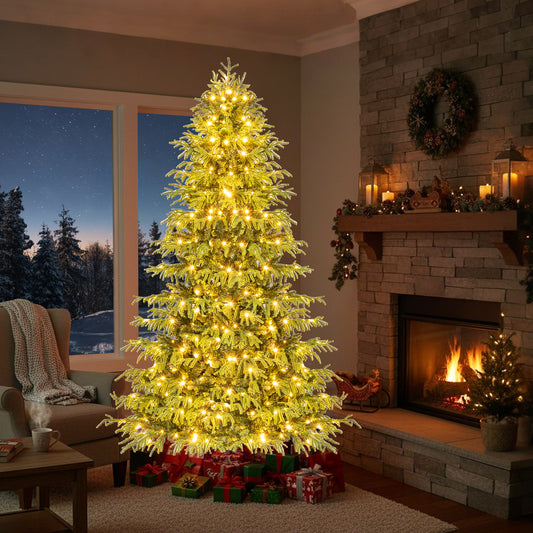 Artificial Christmas Tree, LED Lights, PVC Mixed Branch Tips, 7ft, Green