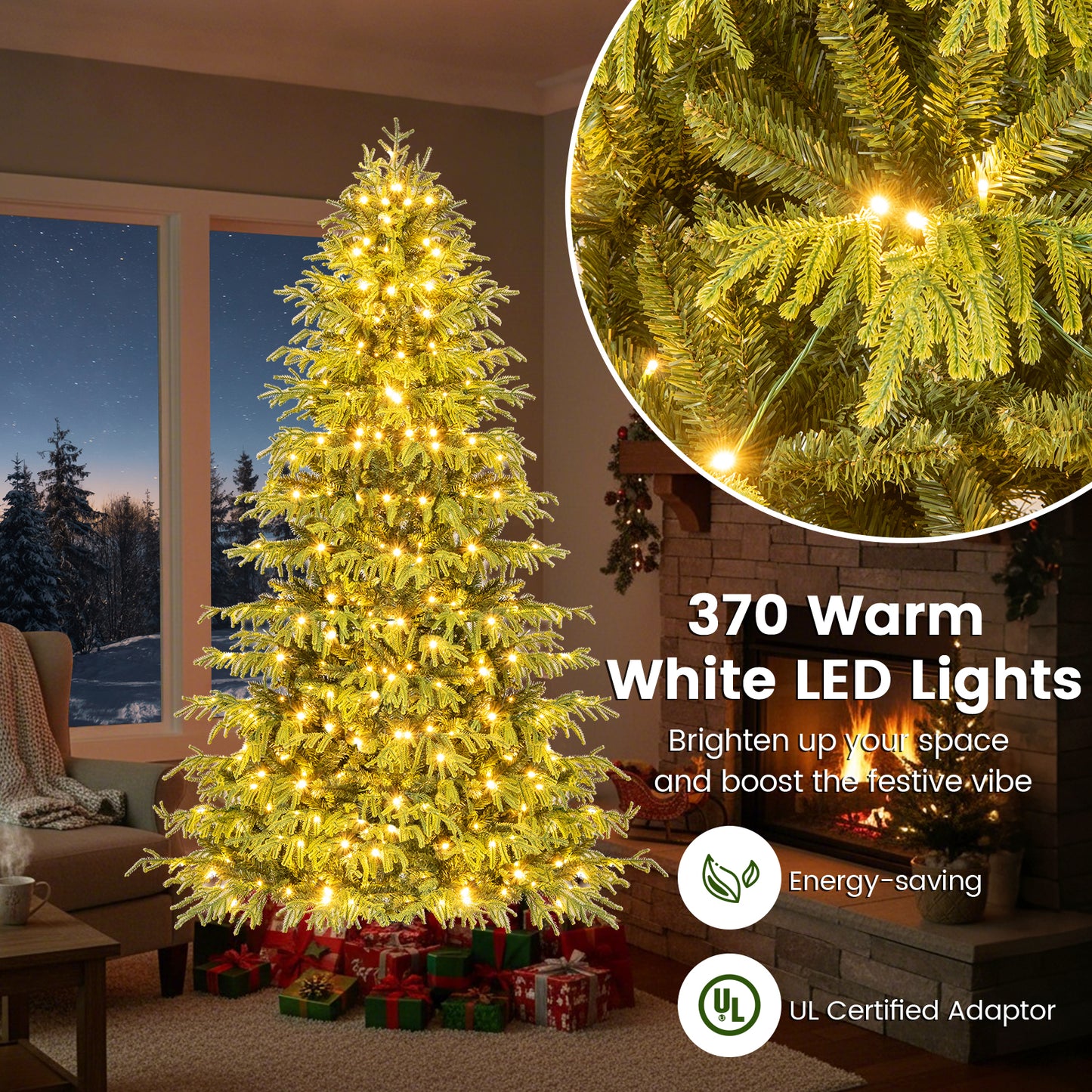 Artificial Christmas Tree, LED Lights, PVC Mixed Branch Tips, 7ft, Green Christmas Tree at Gallery Canada