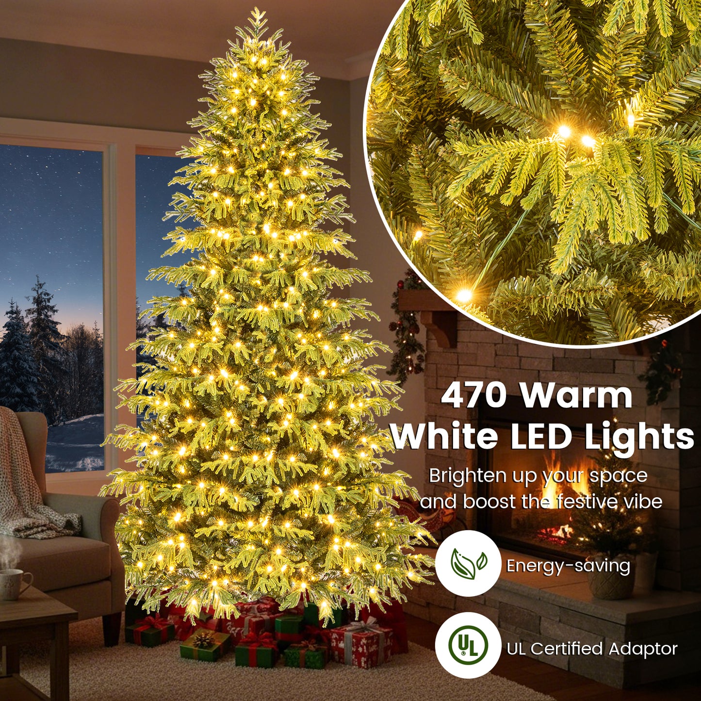 Artificial Christmas Tree With LED Lights, PVC Mixed Branch Tips, 8 Feet, Green Christmas Tree at Gallery Canada