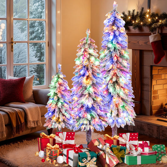 Artificial Christmas Tree Set Of 3, Snow-Flocked Branch Tips, Green Christmas Tree Green at Gallery Canada