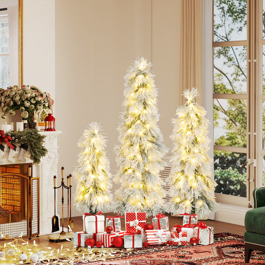 Artificial Christmas Tree Set, Snow-Flocked Tips, LED Lights, Green Christmas Tree Green at Gallery Canada
