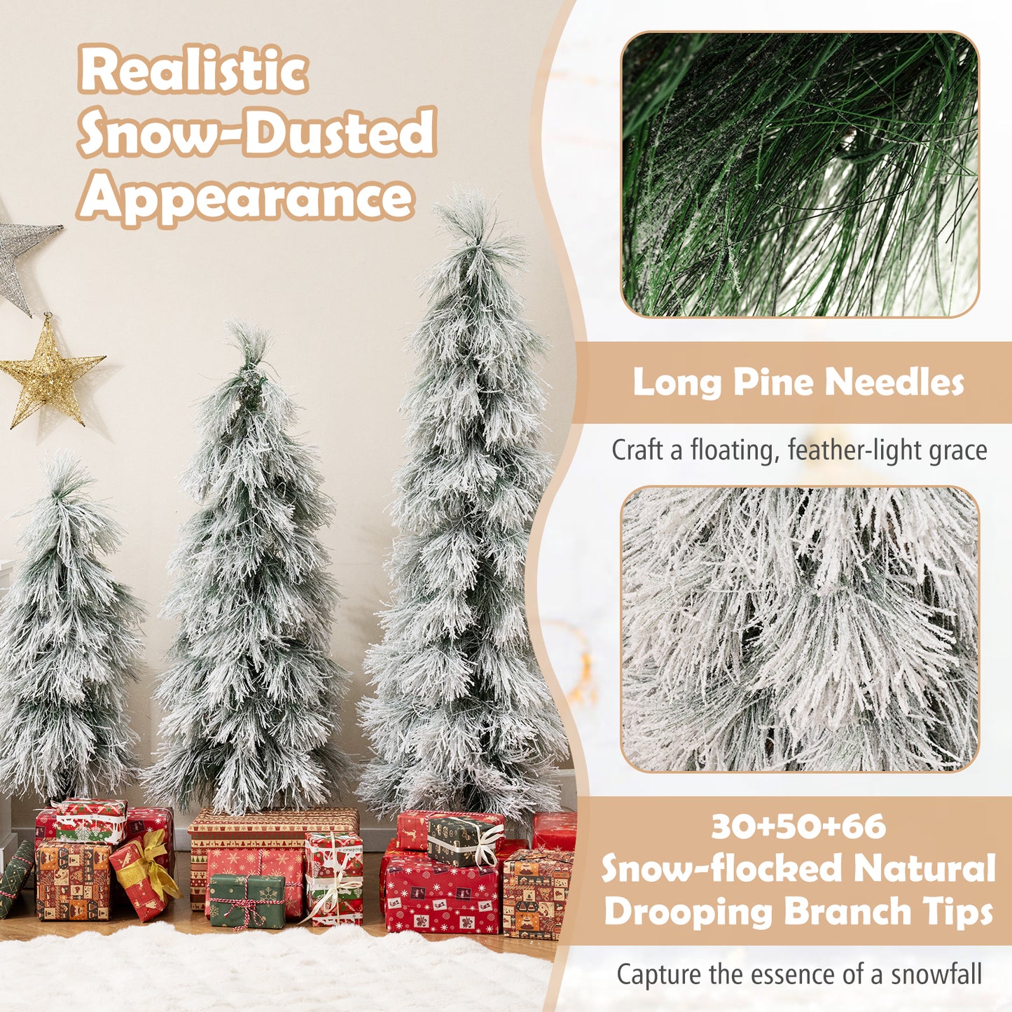 Artificial Christmas Tree Set, Snow-Flocked Tips, LED Lights, Green Christmas Tree at Gallery Canada