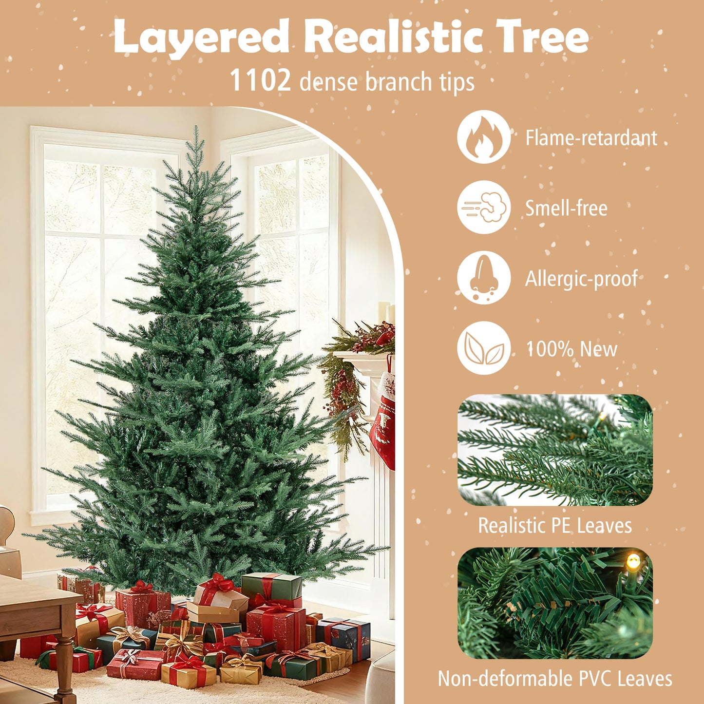 Artificial Christmas Tree, 7 Feet, Warm White LED Lights, Green Christmas Tree at Gallery Canada