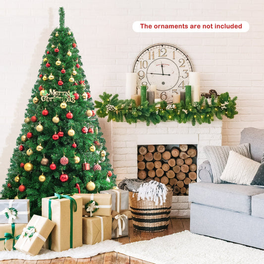 Artificial PVC Hinged Christmas Tree, 7 ft, Green