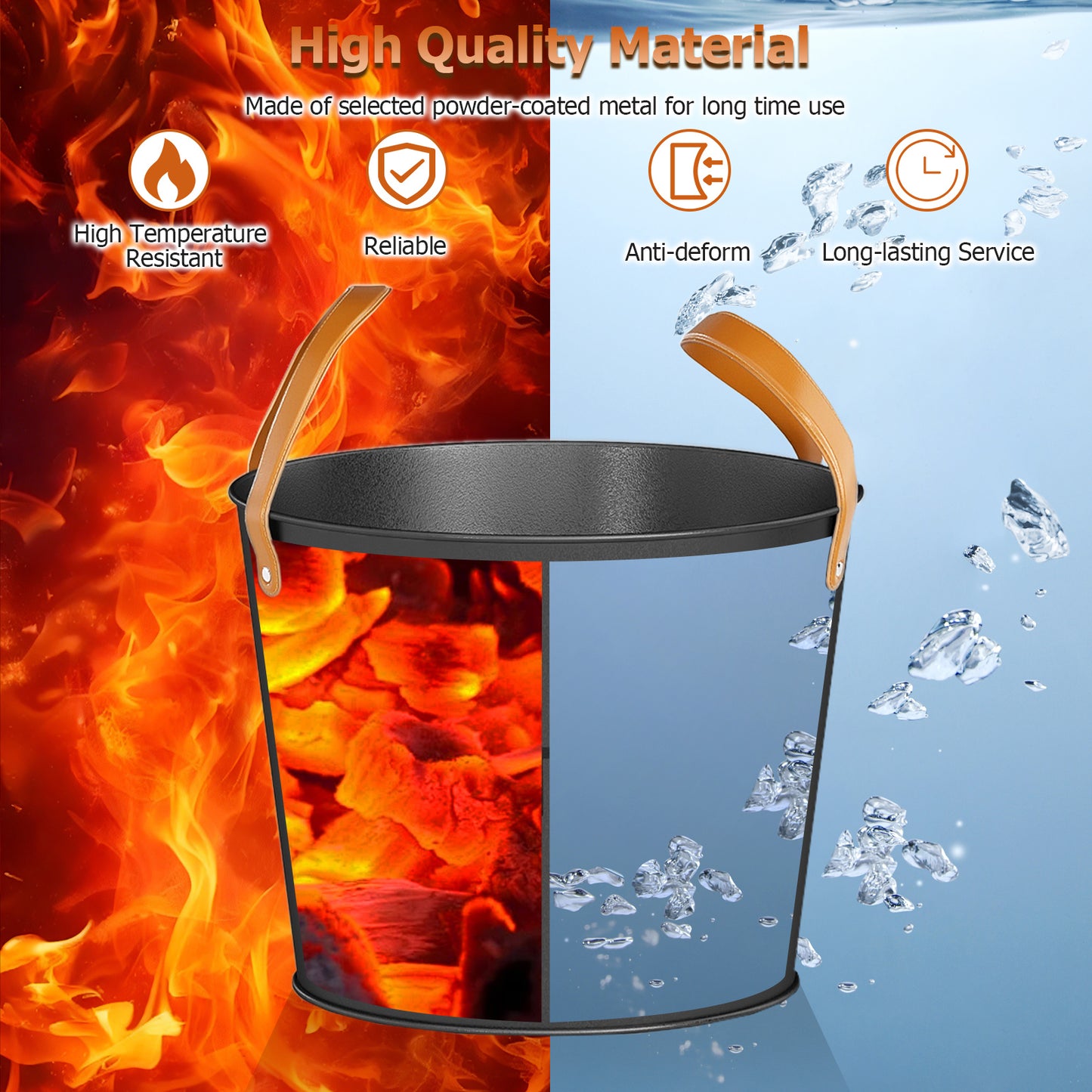 Ash Bucket Set of 2 Metal Coal Ash Can Set with 11.5 Gal and 8.5 Gal Bucket for Fireplace Fire Pits Fireplace Tools at Gallery Canada