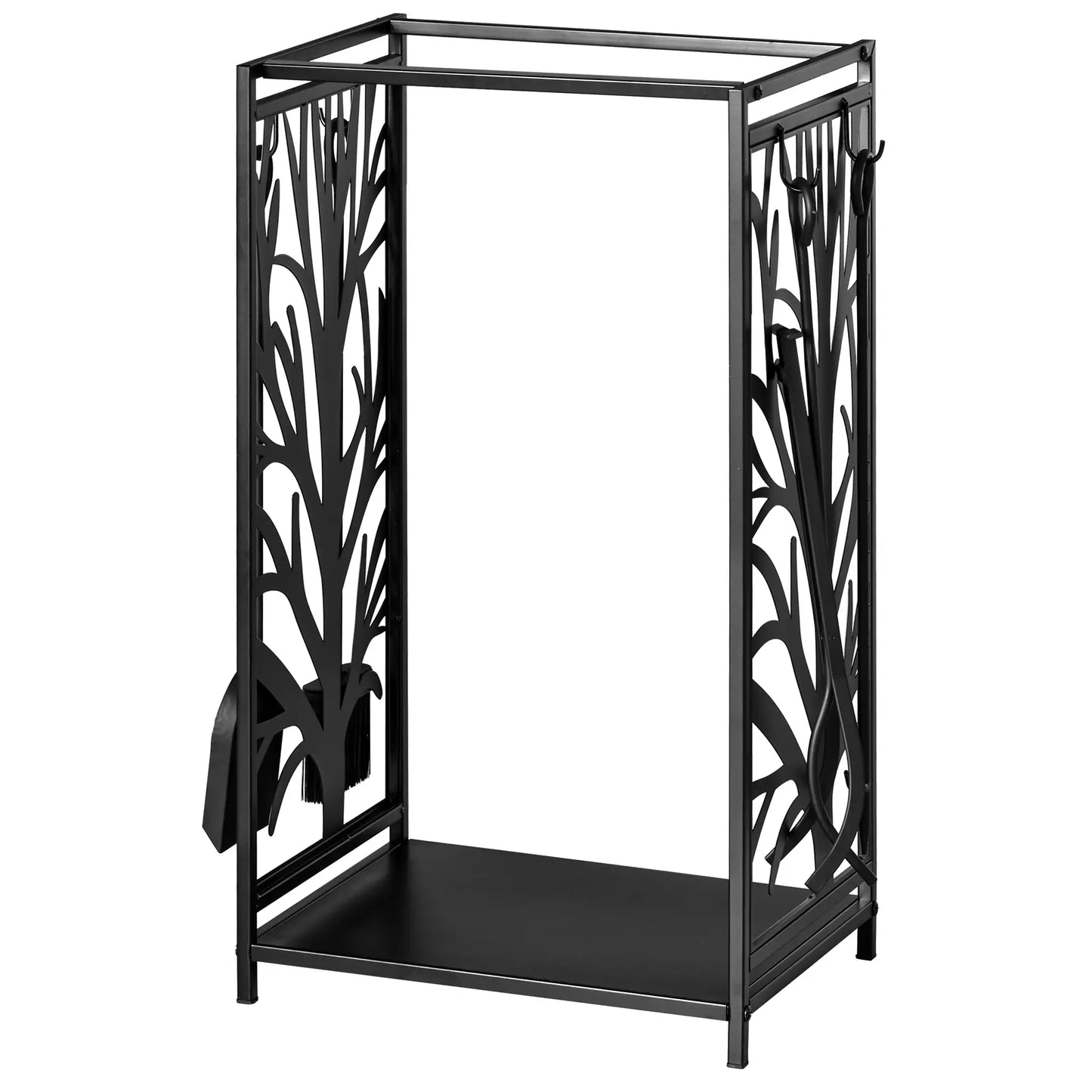 Firewood Rack With 4 Tools, Log Holder, 18.1" x 11.8" x 27.6", Black Firewood Racks at Gallery Canada