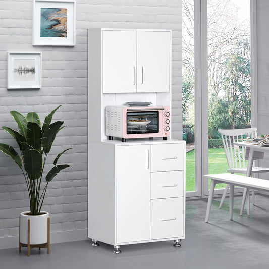 Modern Kitchen Cupboard, Storage Cabinet Hutch, 2 Cabinets, 3 Drawers, White Kitchen Pantry Cabinets White at Gallery Canada