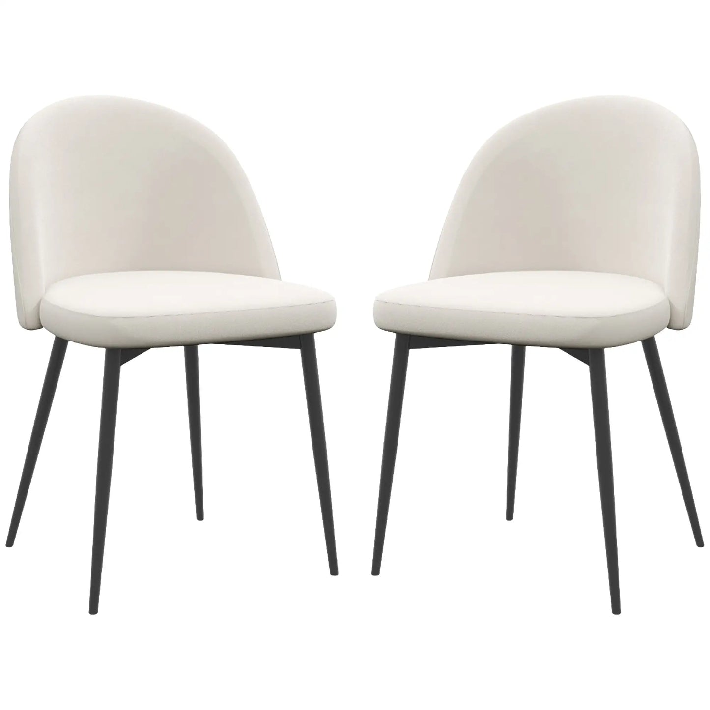 Set of 2 Mid-Back Dining Chairs, Velvet Upholstery, Cream White Dining Chairs at Gallery Canada