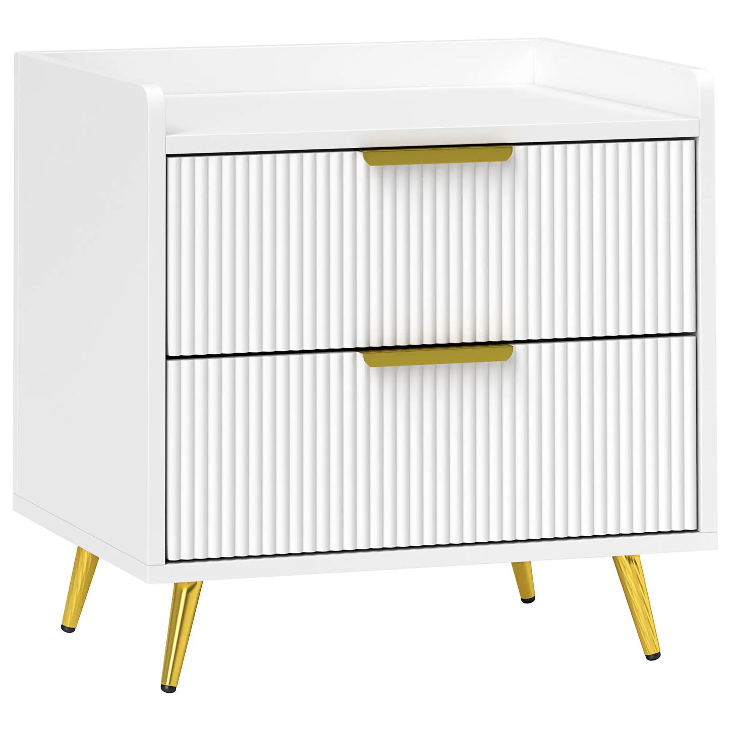 Bedside Table, Nightstand with 2 Drawers, Metal Legs, White Bedside Tables at Gallery Canada