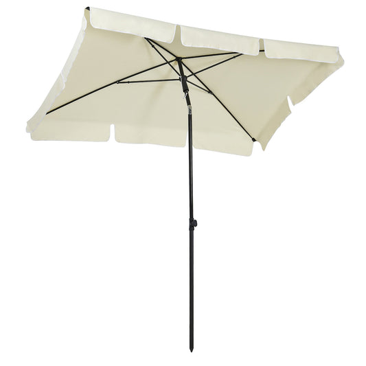 6.5x4ft Rectangle Patio Umbrella Aluminum Tilt Adjustable Garden Parasol Sun Shade Outdoor Canopy Cream White at Gallery Canada