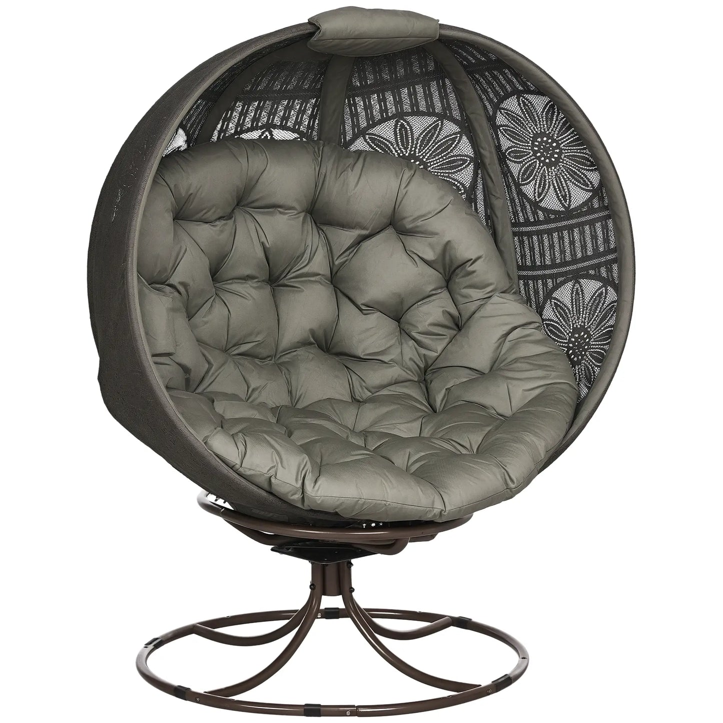 Patio Egg Chair, Swivel Base, Foldable, Large Seat Cushion, Cup Holder, Indoor Outdoor Patio Chairs at Gallery Canada