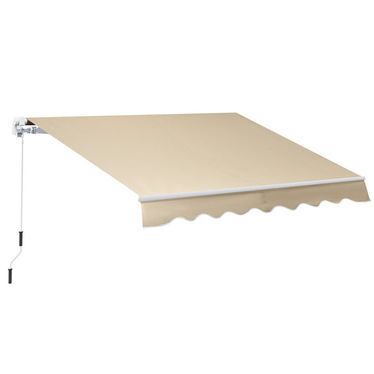 8'x7' Patio Awning Manual Retractable Sun Shade Outdoor Deck Canopy Shelter, Khaki at Gallery Canada